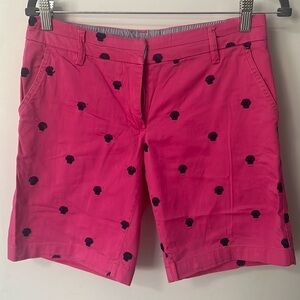 Woman’s Bermuda Length Pink/Blue Shorts With Seashell pattern